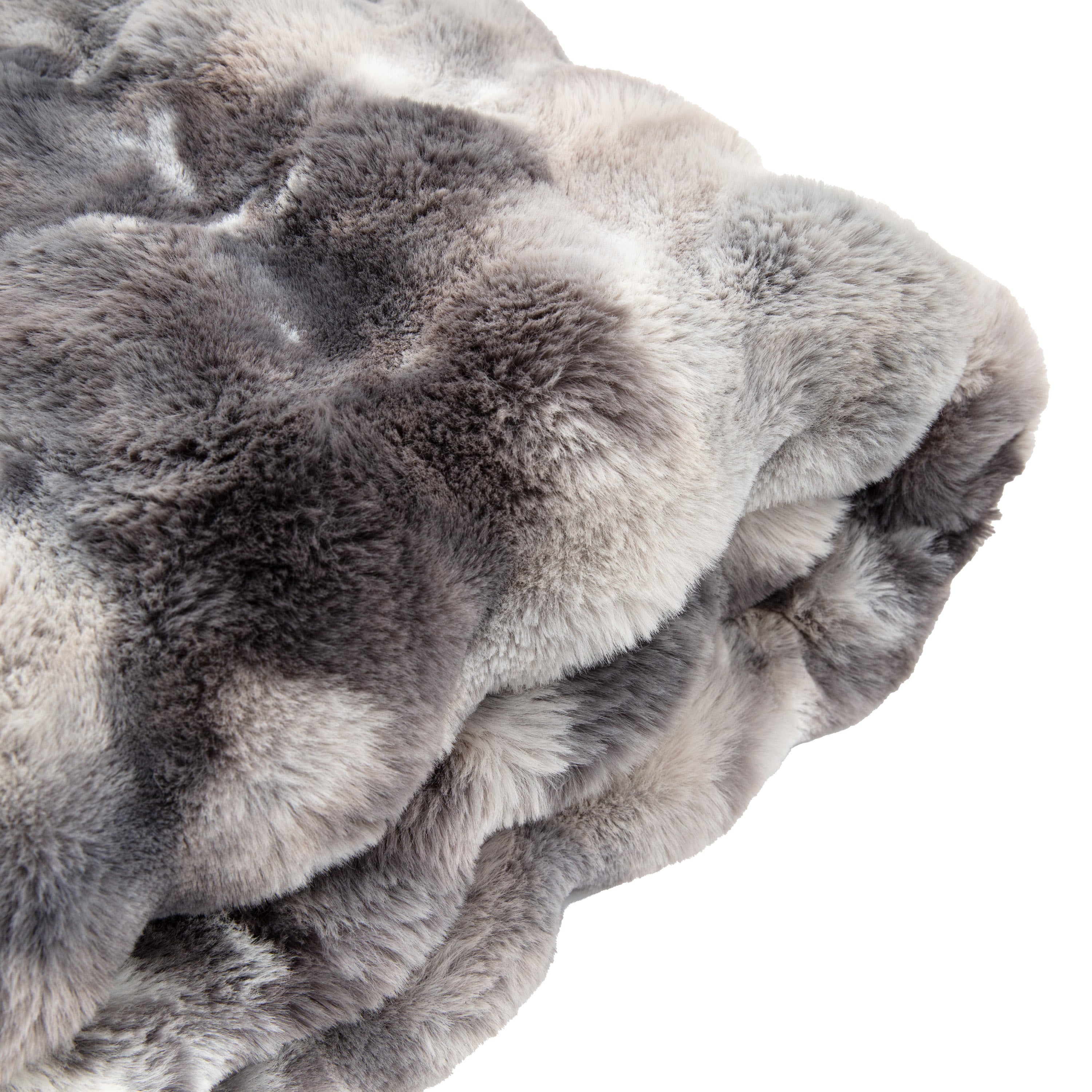 Marshmallow Rabbit Faux Fur Grey Throw
